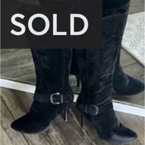 NWOT Black knee-high Velvet stiletto boots | Size: 8m | Worthington